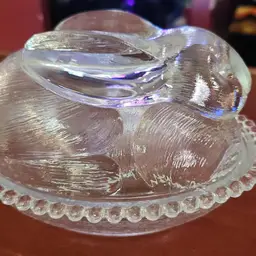 Vintage Indiana Glass Nesting Easter Bunny Rabbit Clear Glass
