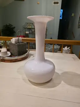 Vintage Danish Opaline Glass Vase Kastrup Denmark 15” Mid Century Modern