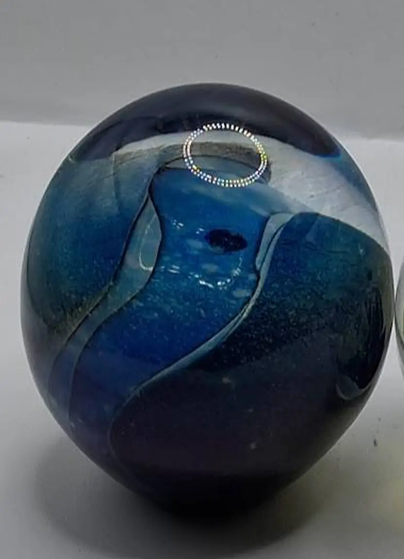 Vintage STUNNING Robert Eickholt Signed 1997 Art Glass Paperweight Dichroic, 3-D Layered Look,  Abstract
