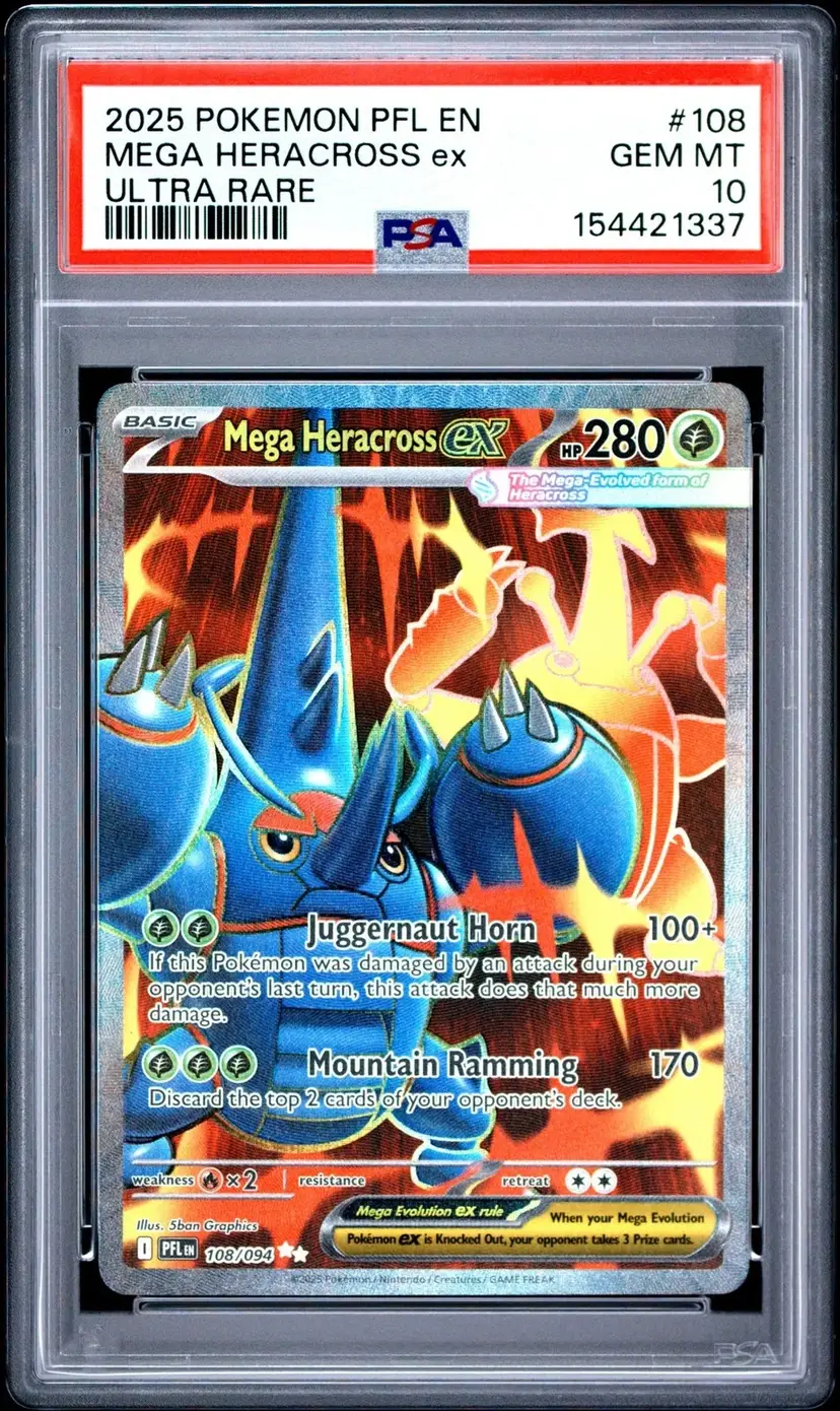 2025 Pokemon Phantasmal Flames Mega Heracross ex Ultra Rare PSA 10 Gem Mint #108