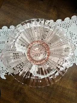 Vtg Anchor Hocking Fortune Elegant Pink Depression Glass Dish With Double Handles