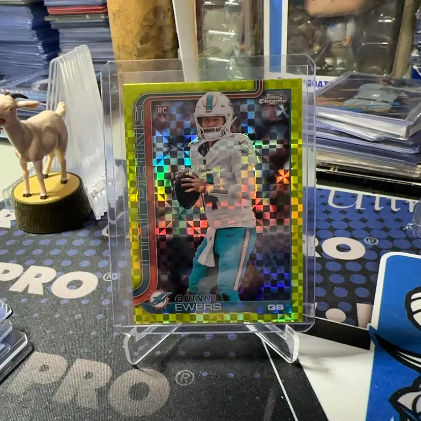 Quinn Ewers Chrome Lime Green Xfractor RC Miami Dolphins
