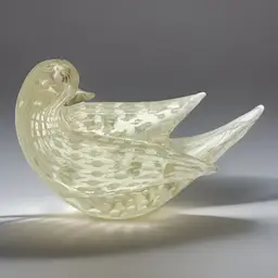 Vintage Fratelli Toso Murano Bullicante Art Glass Love Bird Dove Figurine Paperweight Italy