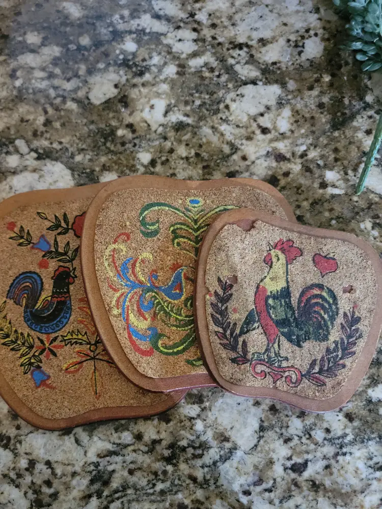 Set of Three Dutch Tole Folk Art Trivets