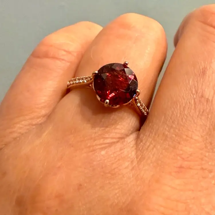 Classic Treasures 14k Rose Gold Over Sterling Silver Rhodolite Garnet & White Sapphire Ring Size 7 NWT