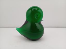 Vintage green Konstglas bird paperweight
