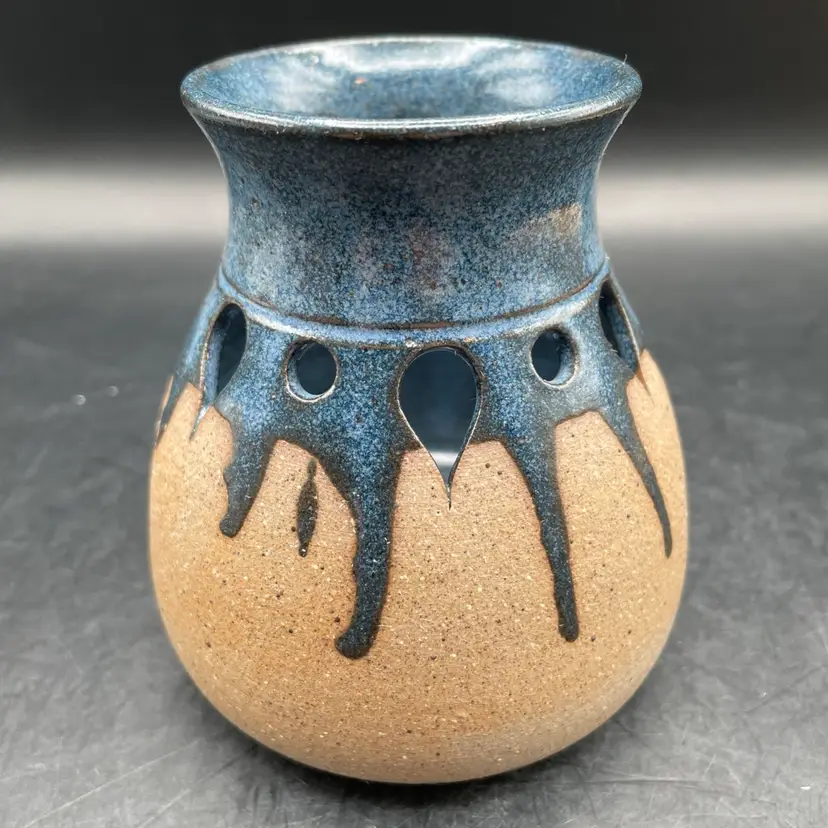 VTG Beaver Creek 95 Blue Drip Glaze Candle Holder