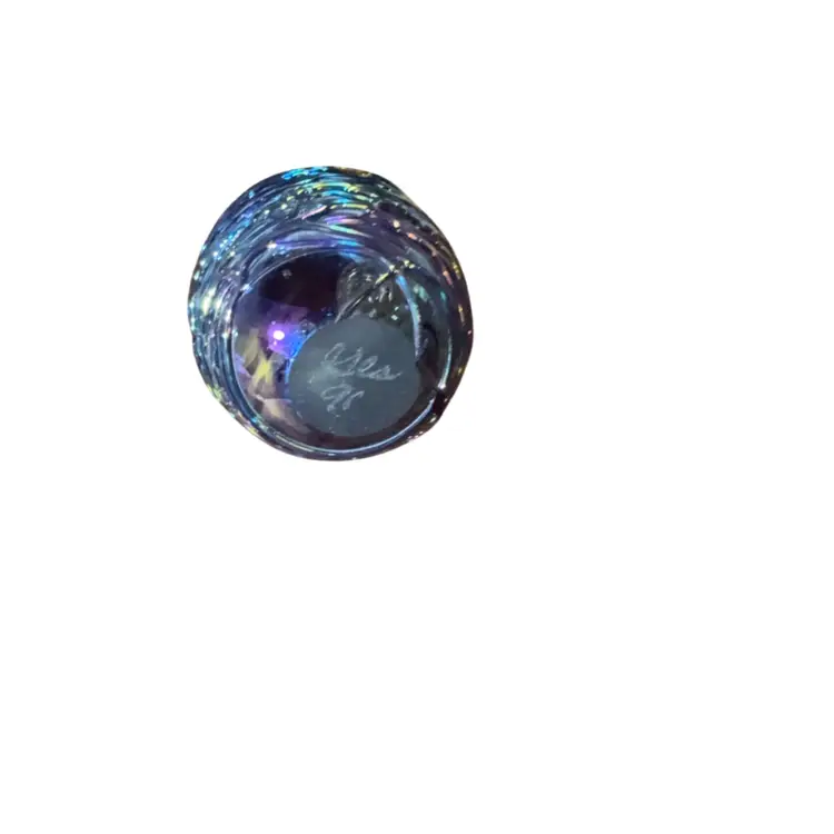 GES 1991 Signed Oil Slick Threaded Glass Iridescent Dragons Egg Paperweight - 2.25”