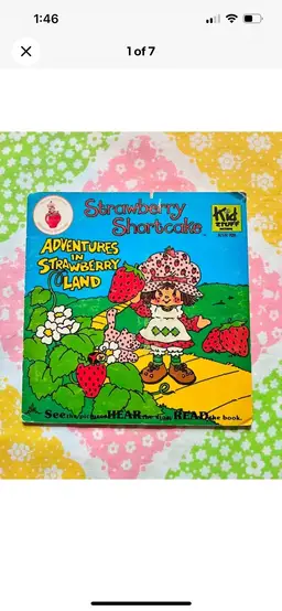 Vintage 1980 Strawberry Shortcake Adventures in Strawberry Land book and record