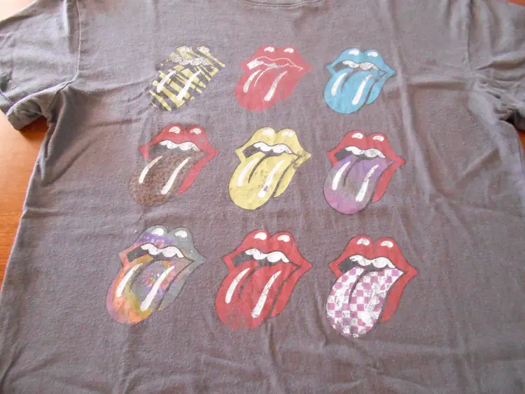 ROLLING STONES: Official Multi-Color Logo Gray T-Shirt Women's Size Large