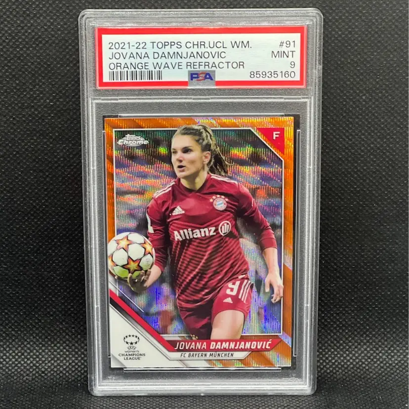 Jovana Damnjanovic 2021/22 Topps Chrome UEFA Women Orange Refractor /25 PSA 9 Soccer Card