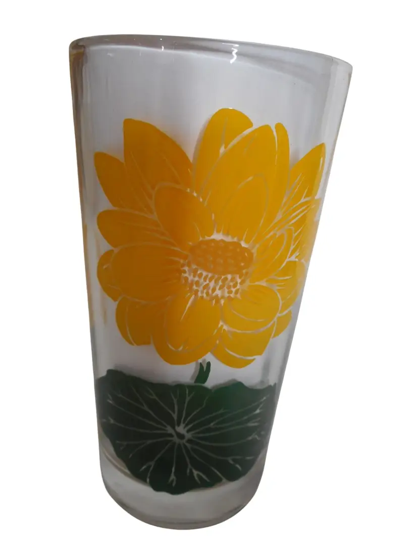 Vintage MCM Peanut Butter Drinking Juice Glass Boscul Tumbler American Lotus 5" #3