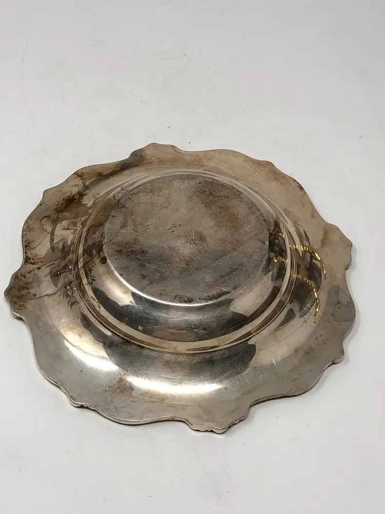 Silver Plated Candy Dish with Ornate Edging