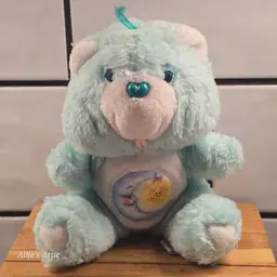 80s Vintage Bedtime Blue Green Moon Star Care Bear Plush Stuffed Animal Toy 6"