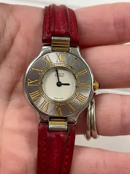 Cartier Must de Cartier 21 Watch Quartz Movement Stainless Steel w/ Red Leather