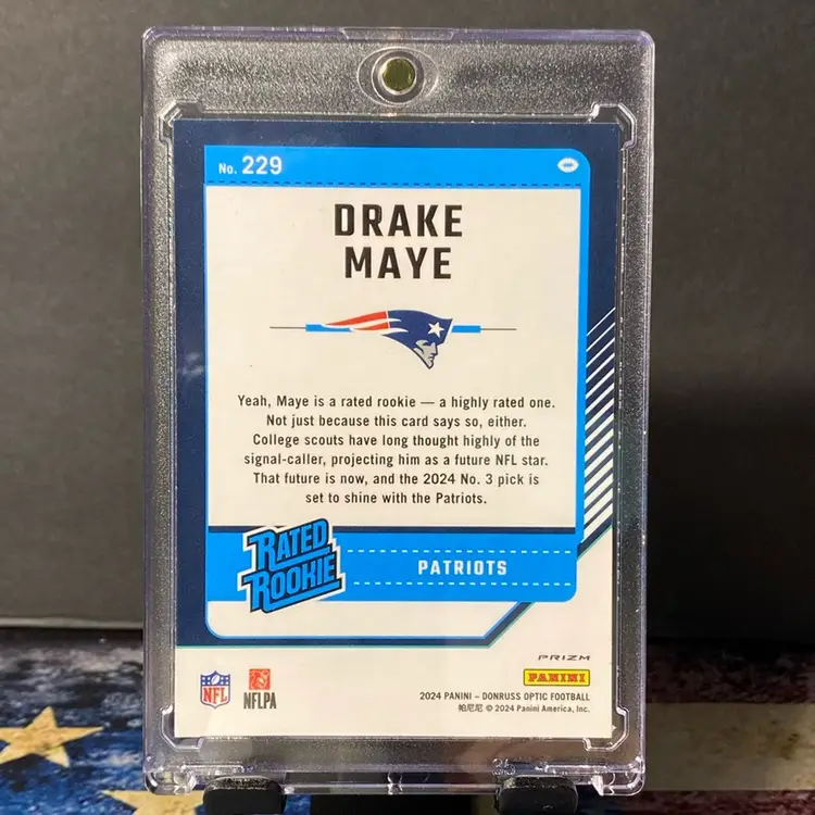 2024 Optic - Drake Maye RC #229 Rated Rookie - Pink Refractor