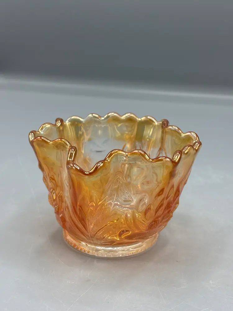 Fenton Marigold Carnival glass Lilys Cat tail whimsey band