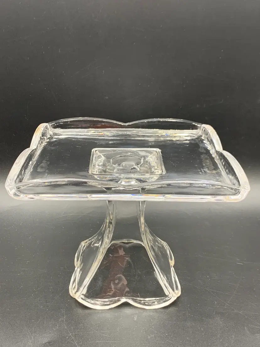 #49 - Vintage Pressed Glass Cake Cup Cake Plate 5.5" MCM