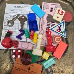 Vintage Game Pieces & Treasures Lot Junk Journaling Assemblage