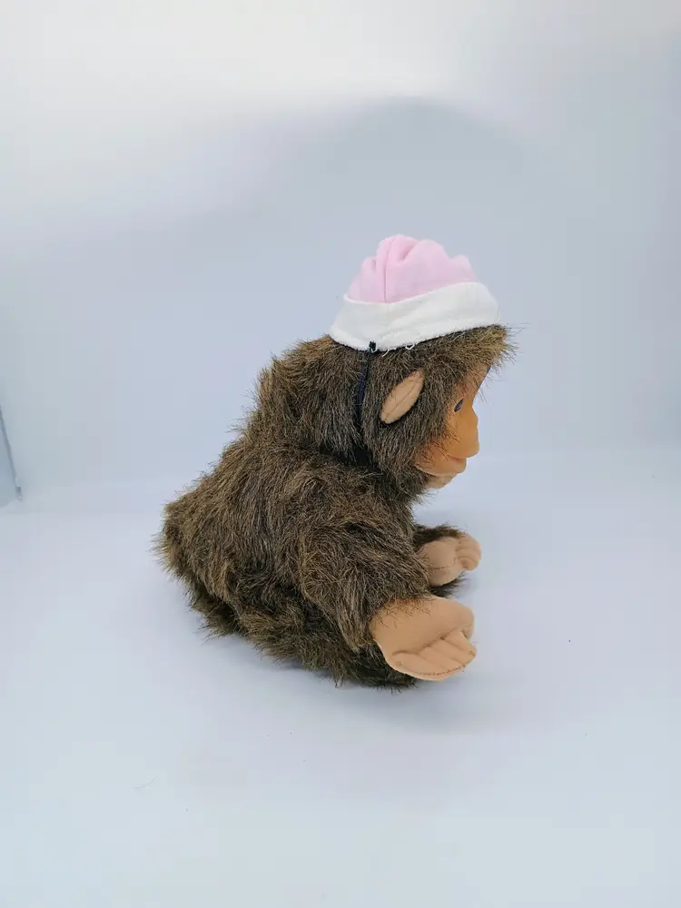 Vintage Hosung Baby Monkey Chimp Plush Flocked Soft Rubber Face Stuffed Animal