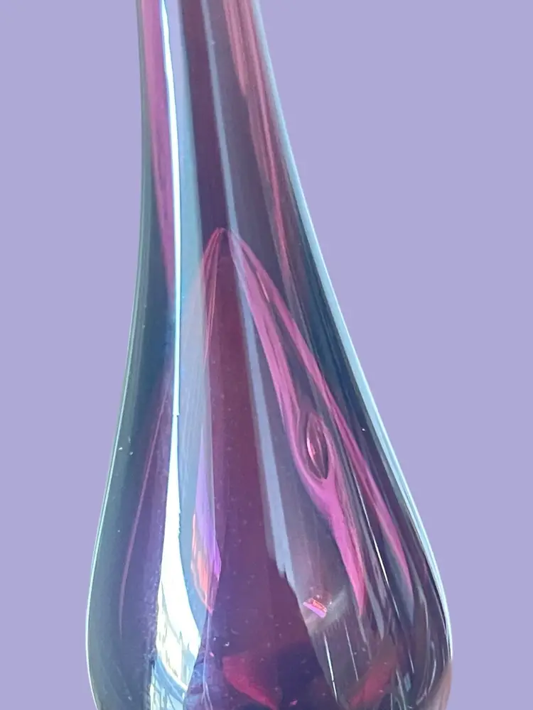 Amythest Purple Blenko Glass Decanter 920 Bottle with Flame Stopper Mid Century