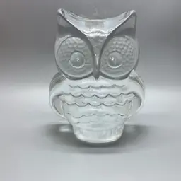 Vintage Viking Glass Owl Bookend Paperweight Original Sticker