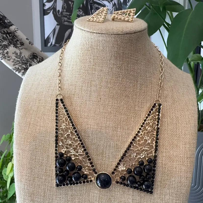 Statement Bib Necklace And Earrings Set