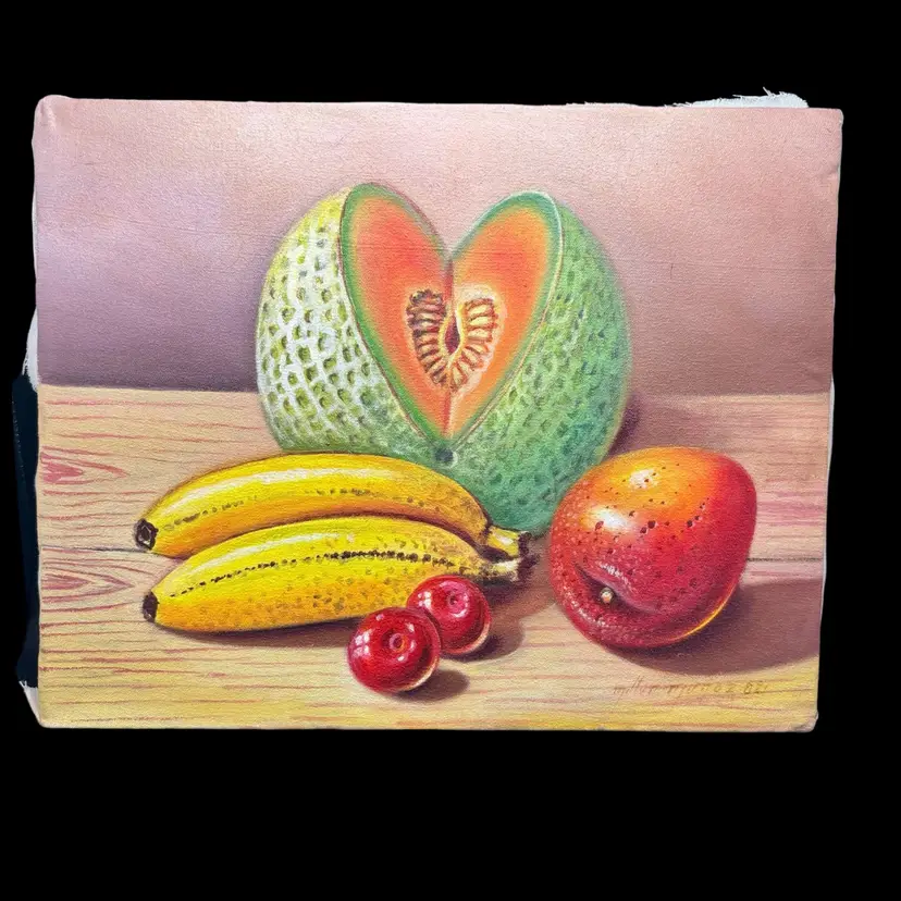 Original Signed Still Life Fruit Painting Kitchen Art 8”x10”