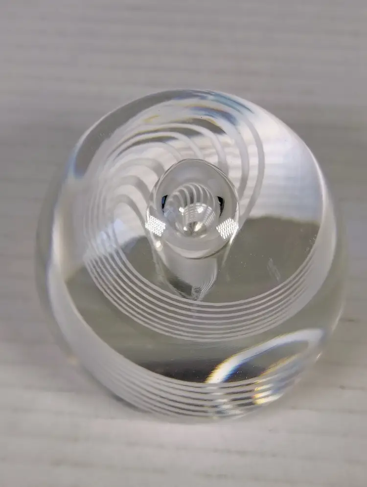 Steuben Teardrop Spiral Latticino Paperweight Signed