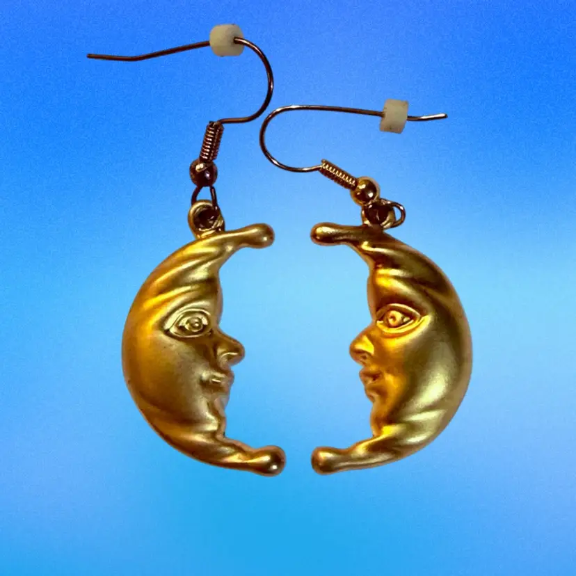 Man in the Moon Matte Goldtone Pierced Dangle Earrings