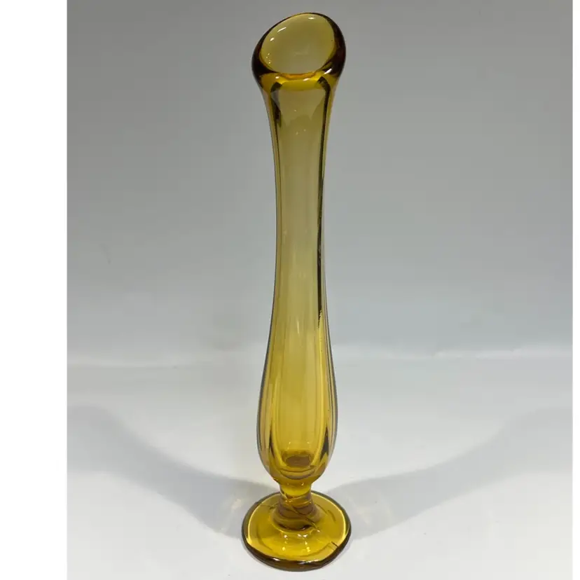 Vintage Amber Glass-Swung Bud Vase- Pedestal- Mini Swung Vase- 8.5”
