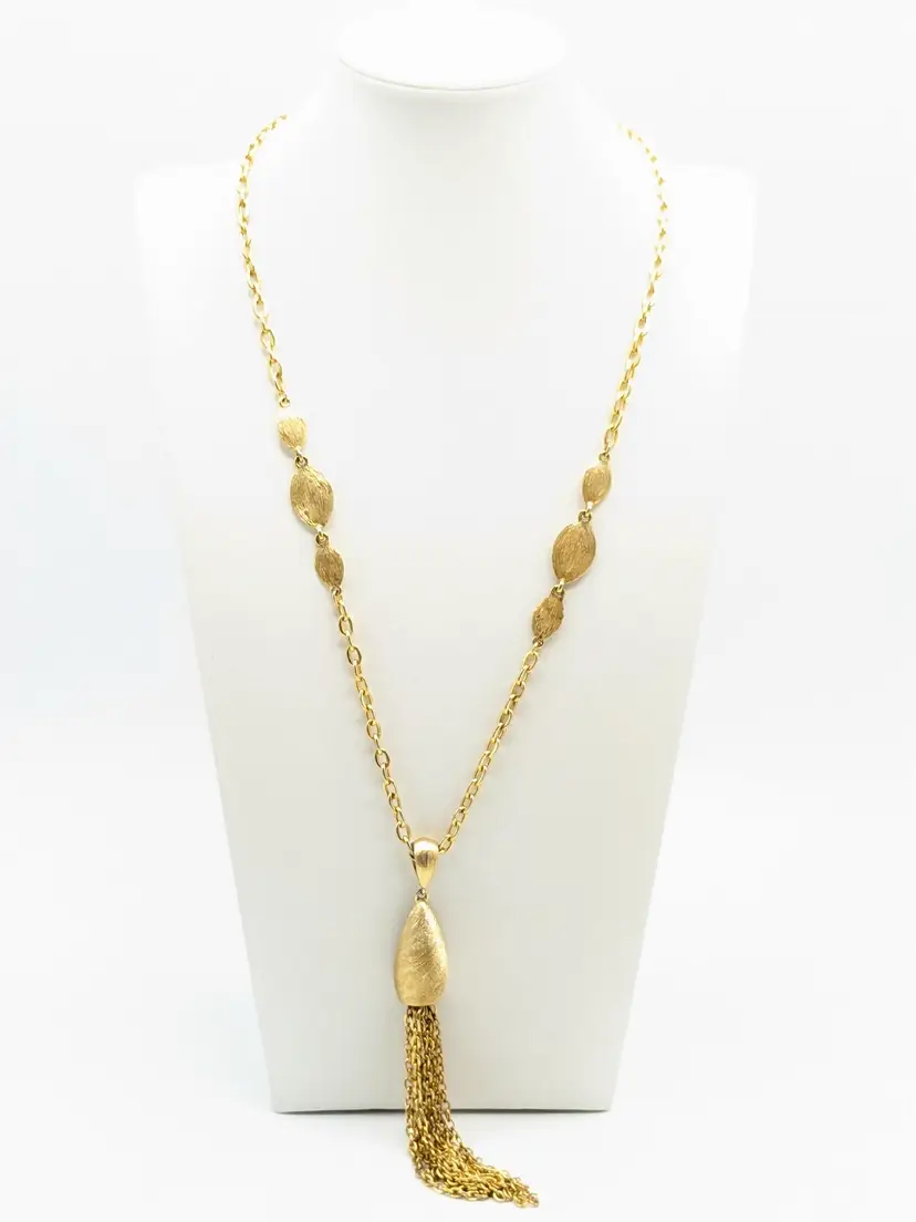 Vintage Gold Tone Tassel Necklace