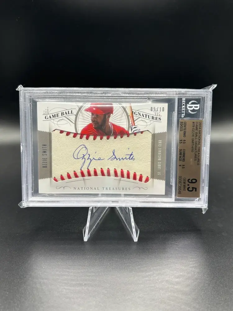 2014 National Treasures Ozzie Smith Game Ball Signatures /10 BGS 9.5