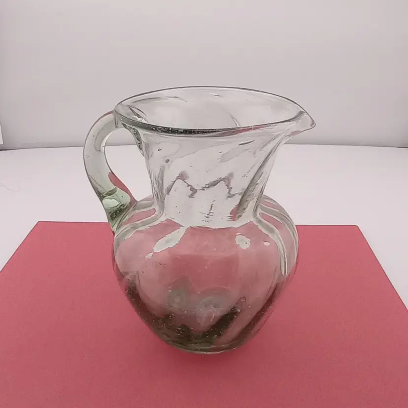 Vintage blown mini pitcher, green optic
