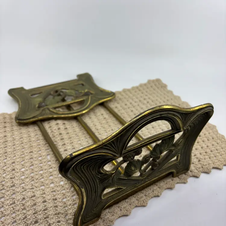 Antique Art Nouveau Judd Manufacturing Company Brass Pinecone Folding Expanding Bookends 11.5”