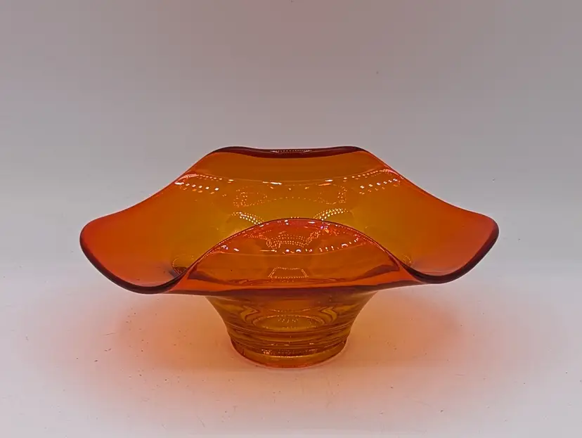 VTG Viking Amberina Handkerchief BonBon Bowl Candy Dish