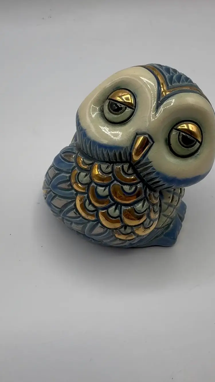 De Rosa Rinconada Blue Owl Trinket Box 18K Gold & Platinum Accents URUGUAY RARE
