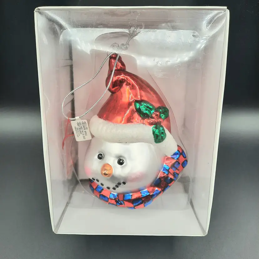 Department 56 Christmas Snowman Head Mercury Glass Ornament