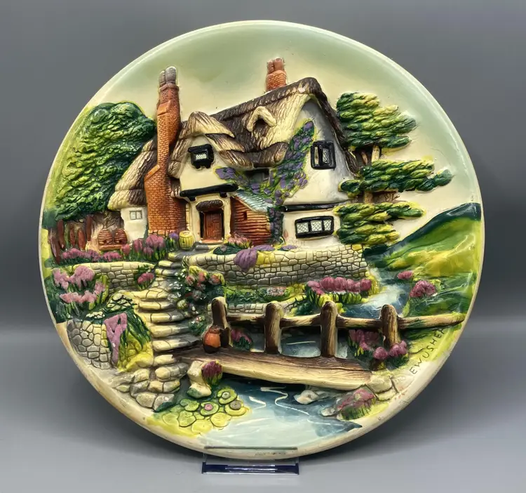 Chalkware Legendware EW Esher Cottage Scene Plate - Vintage