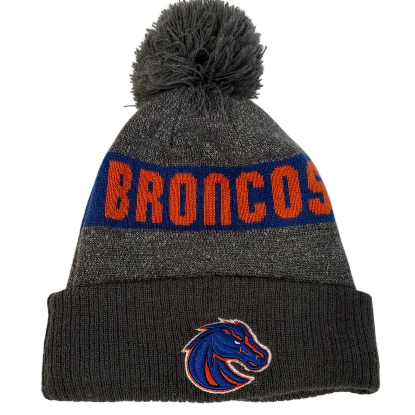 Boise State Broncos Heather Gray Cuffed Pom Winter Unisex Beanie by New Era NCAA