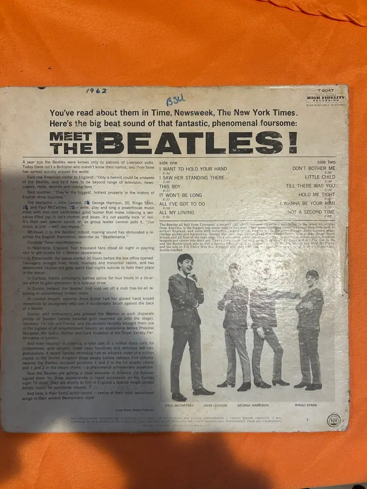 Beatles - Meet The Beatles! - Original 1964 Capitol Records T-2047 Mono Vinyl LP