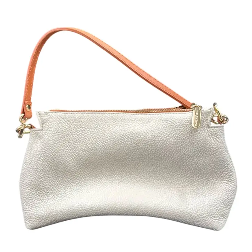 #01 Valentina cream and tan leather hand bag made in Italy