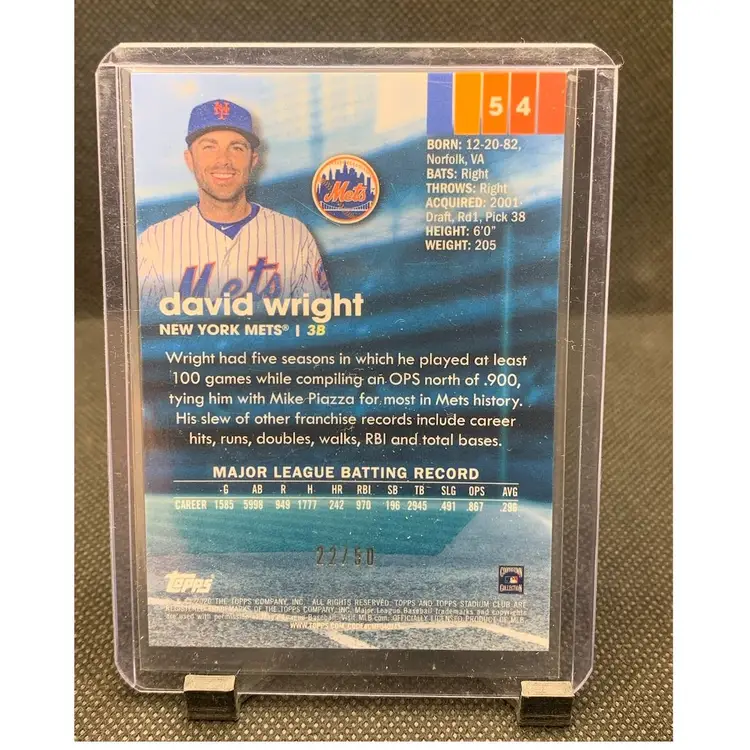 David Wright 2020 Topps Stadium Club Chrome /50