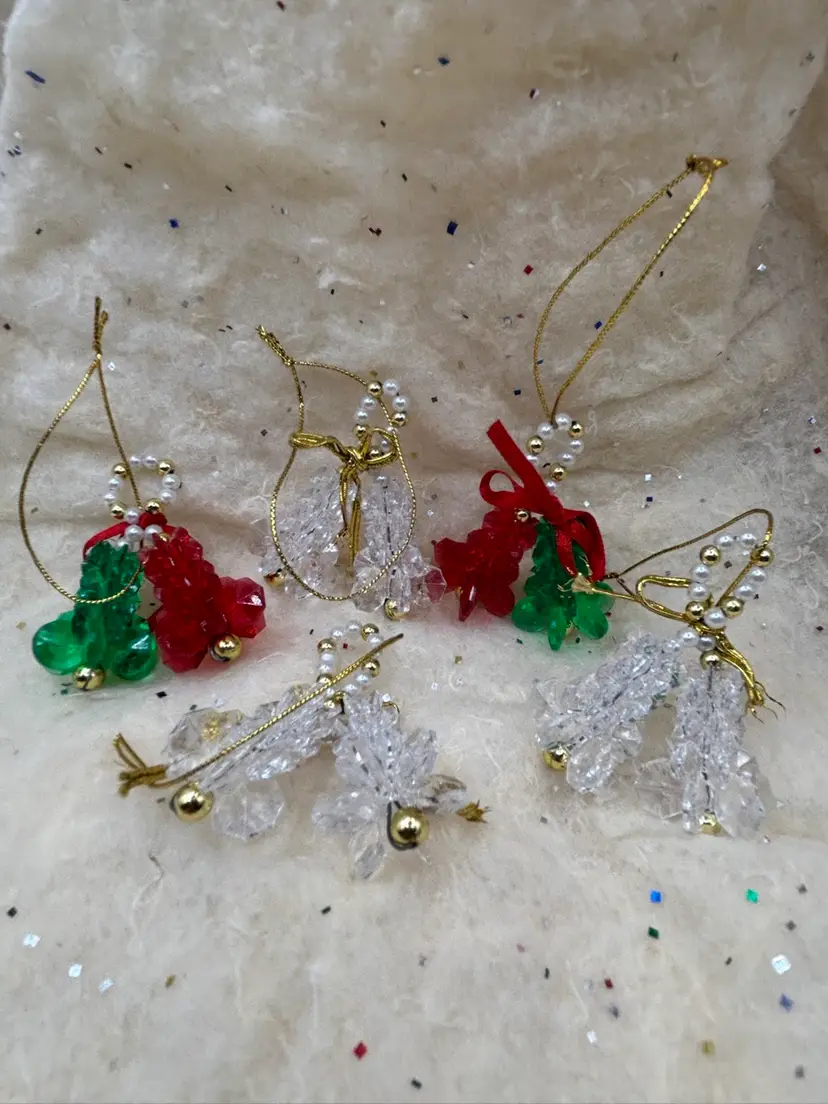 Vintage Christmas Handmade Beaded Bell Ornaments