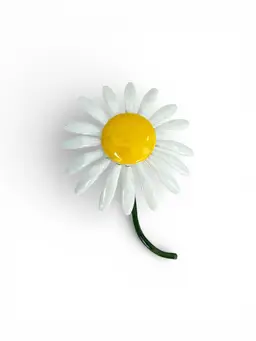 Vintage 1960s Enameled Metal Daisy Flower Brooch Designs By Robert