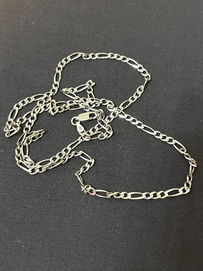 Vintage Sterling Silver RC Italian Figaro 3mm 24” Necklace