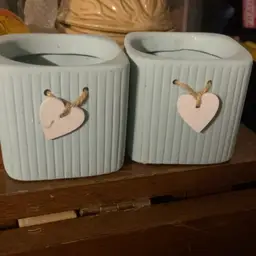 Turquoise Planters With Hearts