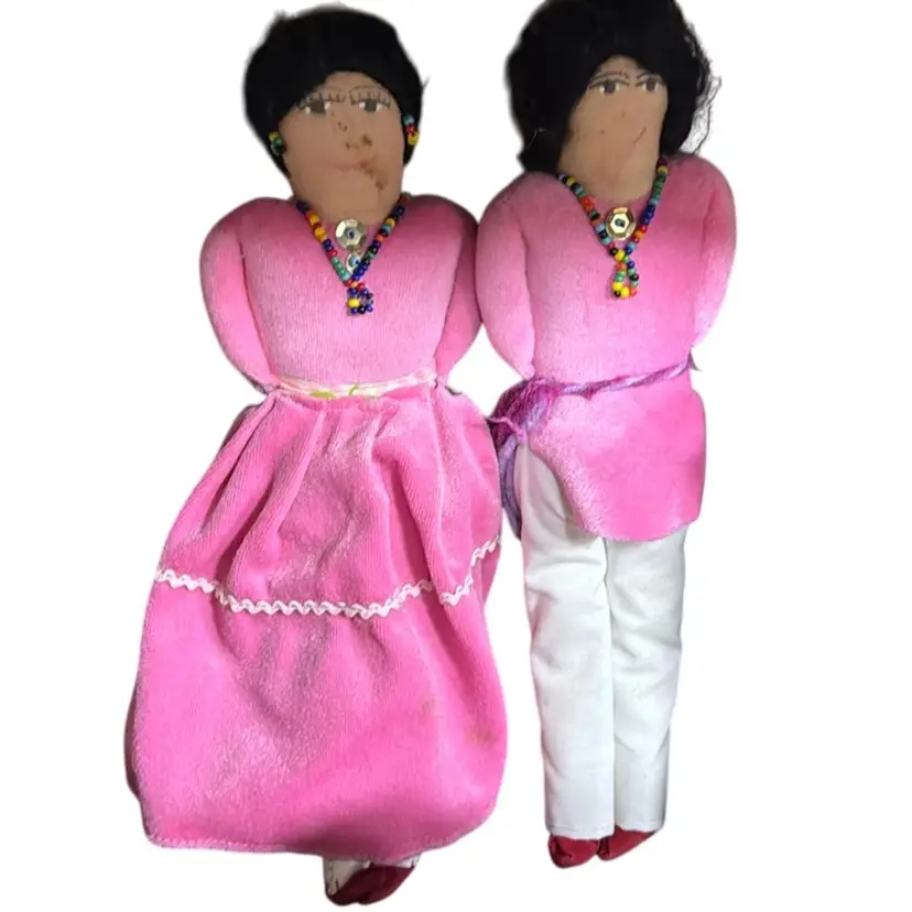 Set Of Native American Dolls In Pink