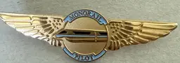 Vintage Walt Disney World Monorail Gold Pilot Wings Cast Pin Baby Blue