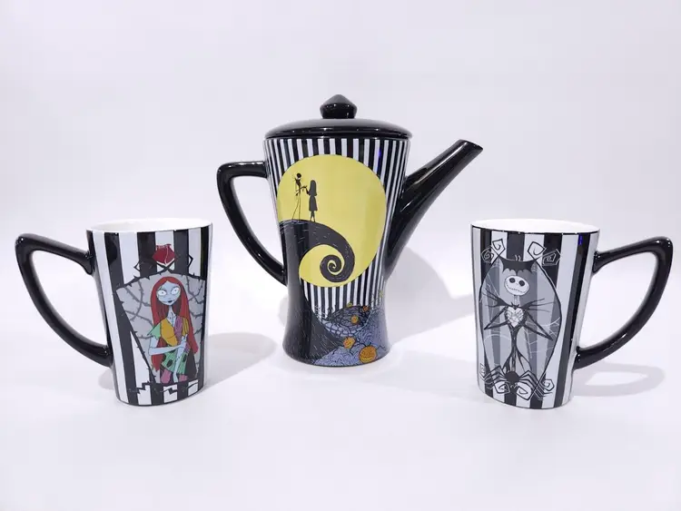 Nightmare Before Christmas Tea Set Teapot Jack Skellington Sally OPEN BOX